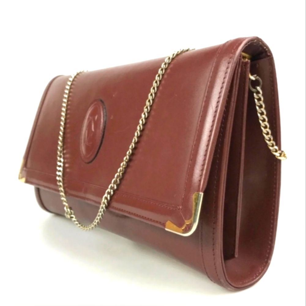 Cartier Bag Shoulder Bag Leather Dark Red View 2